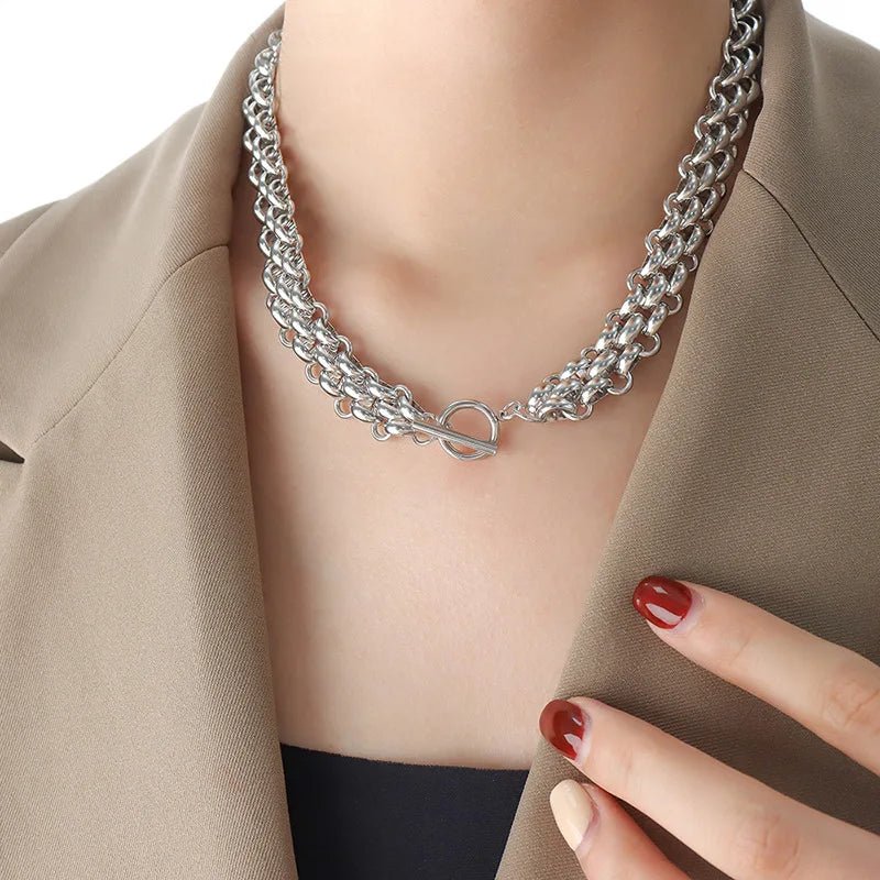 Rice Bead Necklace & Bracelet Set for Women, Gold or Silver Stainless Steel Jewelry