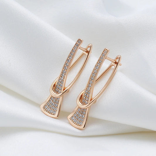 Elegant Rose Gold Layered Earrings for Women with Diamond Accents – Timeless Jewelry 0
