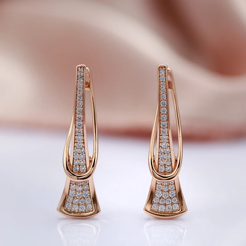 Elegant Rose Gold Layered Earrings for Women with Diamond Accents – Timeless Jewelry 3