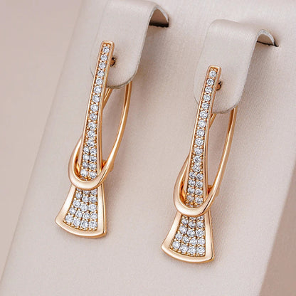 Elegant Rose Gold Layered Earrings for Women with Diamond Accents – Timeless Jewelry 4