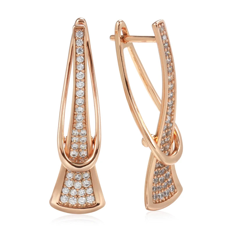 Elegant Rose Gold Layered Earrings for Women with Diamond Accents – Timeless Jewelry 5