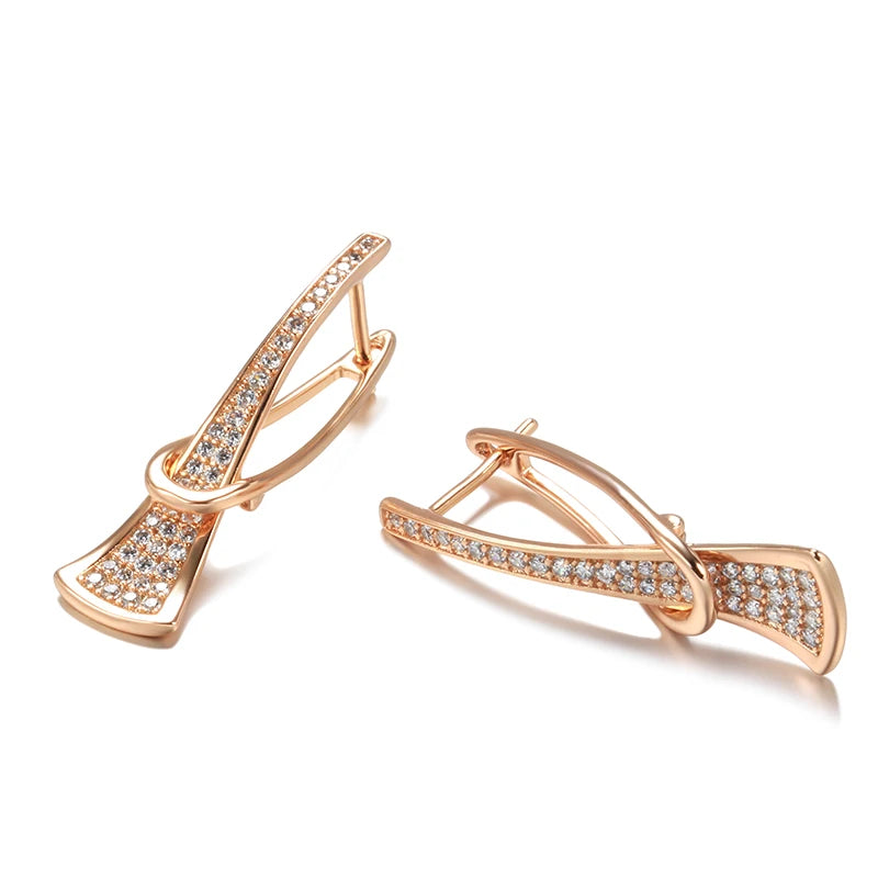 Elegant Rose Gold Layered Earrings for Women with Diamond Accents – Timeless Jewelry 6