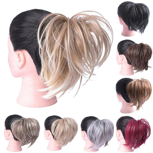 Elegant Straight Hair Bun Scrunchie Extension Wig - Lightweight Versatile Hair Accessory for Instant Volume and Style 1