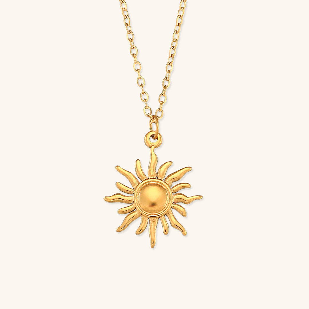 Elegant Sun Necklace in 18K Gold Finish – Hypoallergenic Stainless Steel Jewelry 0
