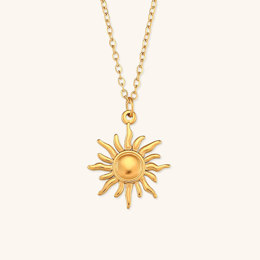 Elegant Sun Necklace in 18K Gold Finish – Hypoallergenic Stainless Steel Jewelry 0
