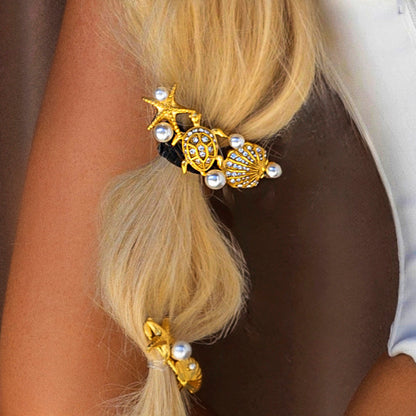 Elegant Waterproof Pony Cuff with 18k Gold Starfish and Freshwater Pearls 6