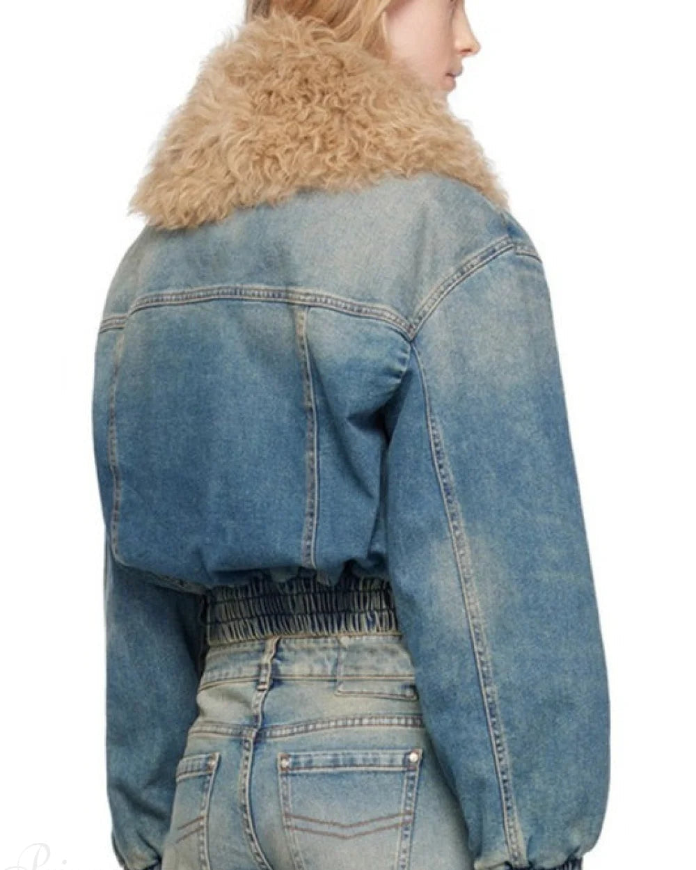 Evelyn Women's Quilted Denim Jacket | Fur Collar, Regular Fit 2