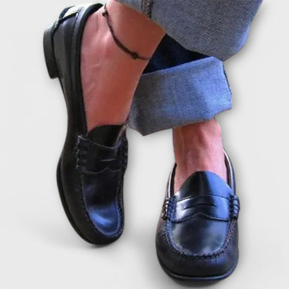 Women's Black Loafers Synthetic Leather Comfort Casual Shoes - Image 3