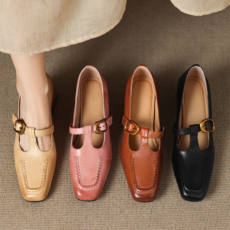 Women's Faux Leather Mary Jane Heels - lifestyle view | Hensley London