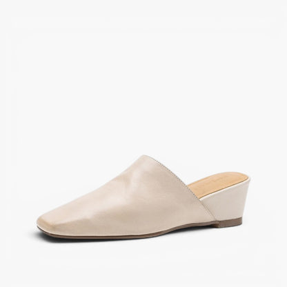 Women's Leather Square-Toe Wedge Mules – detail view | Hensley London