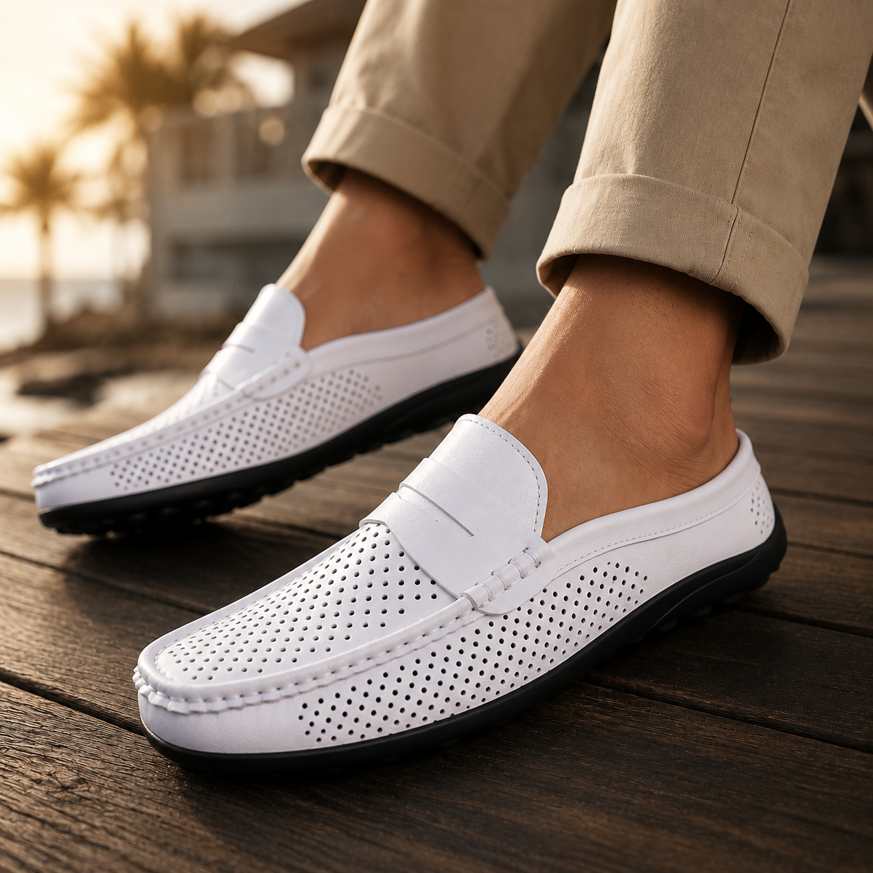 Men's Faux Leather Perforated Loafers