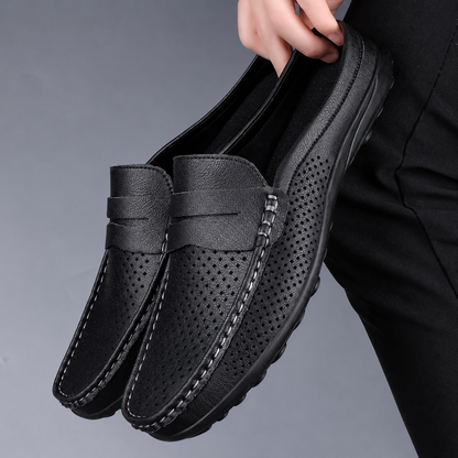 Men's Faux Leather Perforated Loafers