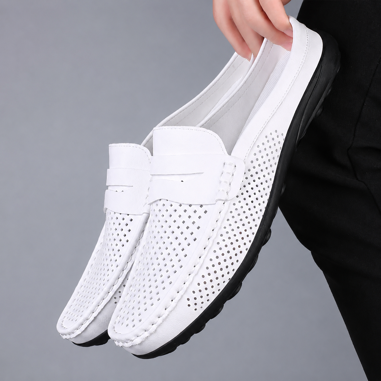 Men's Faux Leather Perforated Loafers