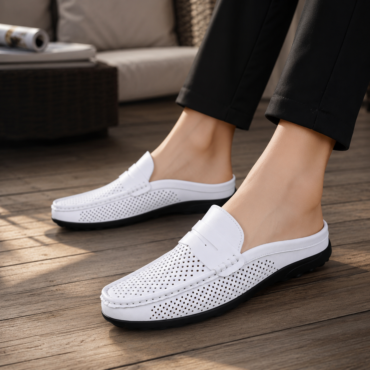 Men's Faux Leather Perforated Loafers