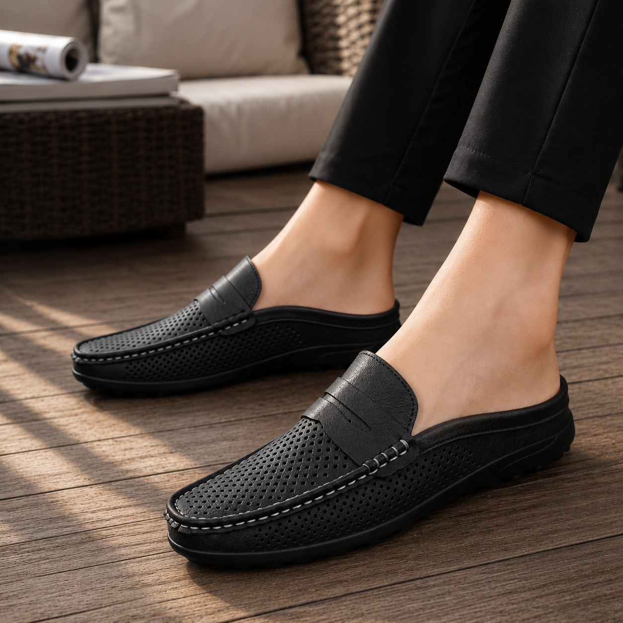 Men's Faux Leather Perforated Loafers