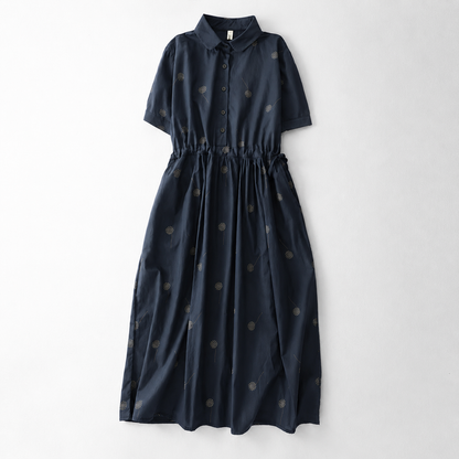 Women's Botanical Print Button-Front Shirt Midi Dress in Botanical Print – front view | Hensley London