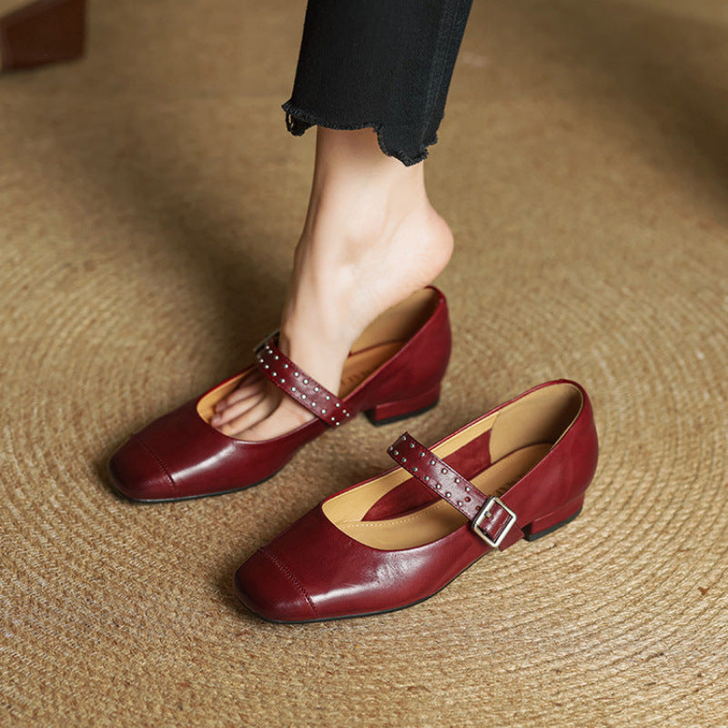 Women's Genuine Leather Mary Jane Pumps - front view | Hensley London