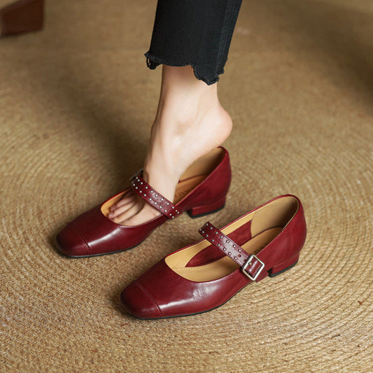 Women's Genuine Leather Mary Jane Pumps - front view | Hensley London