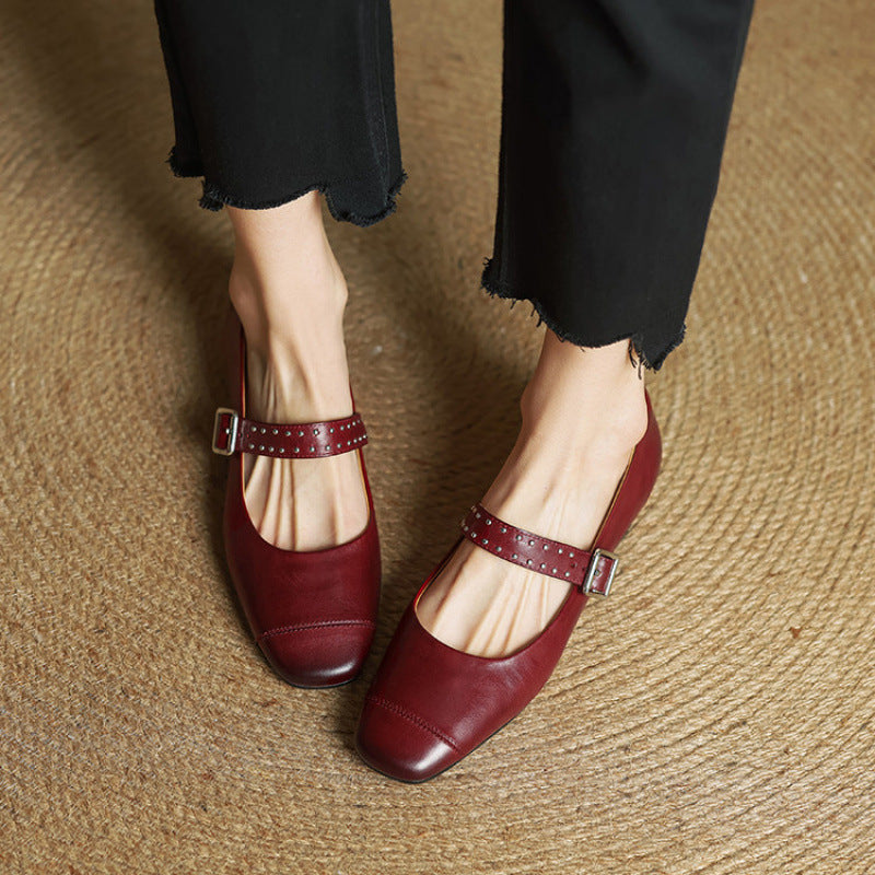 Women's Genuine Leather Mary Jane Pumps - product view | Hensley London