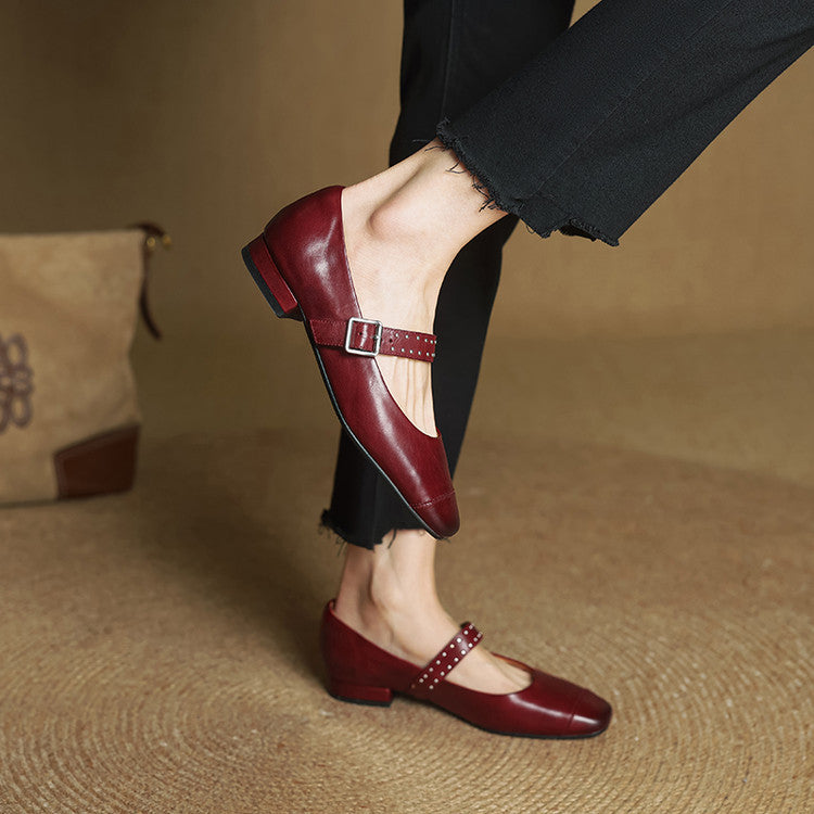 Women's Genuine Leather Mary Jane Pumps - product view | Hensley London