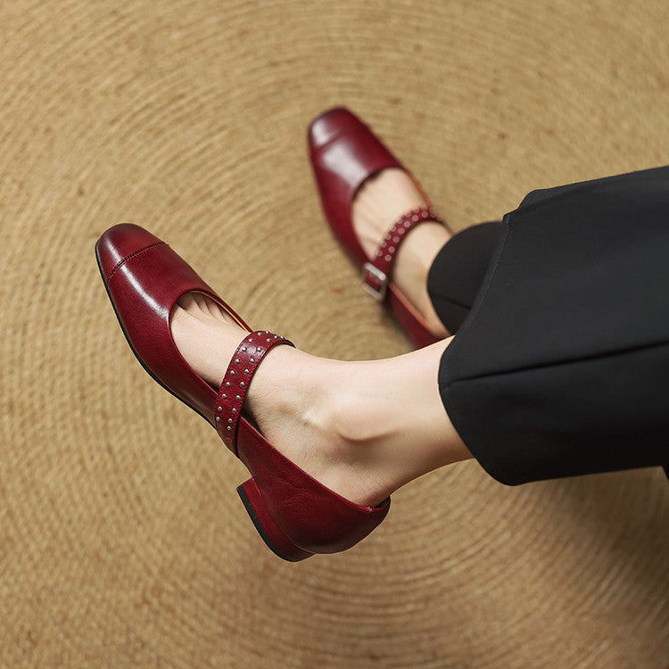 Women's Genuine Leather Mary Jane Pumps - product view | Hensley London