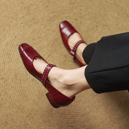 Women's Genuine Leather Mary Jane Pumps - product view | Hensley London