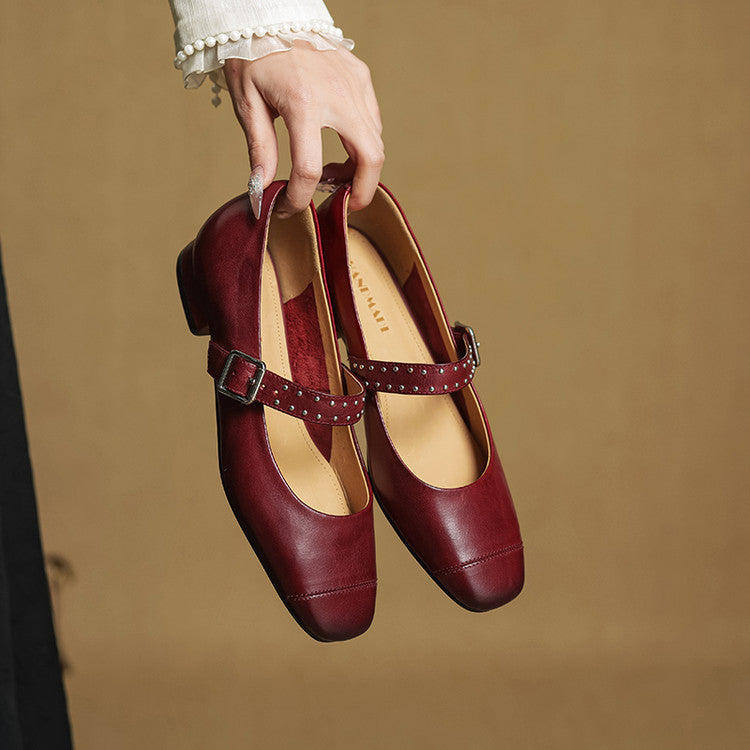 Women's Genuine Leather Mary Jane Pumps - product view | Hensley London
