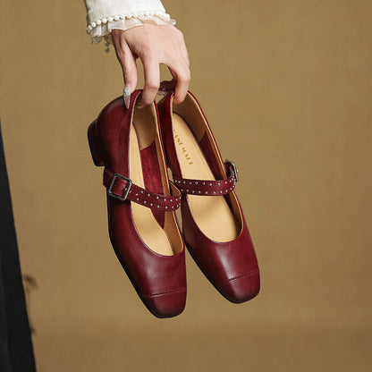 Women's Genuine Leather Mary Jane Pumps - product view | Hensley London