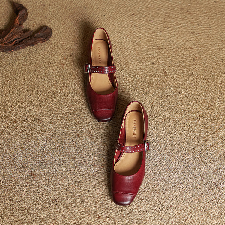 Women's Genuine Leather Mary Jane Pumps - detail view | Hensley London