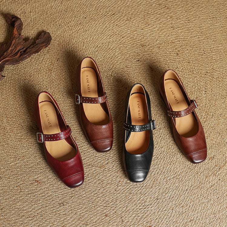 Women's Genuine Leather Mary Jane Pumps - side view | Hensley London