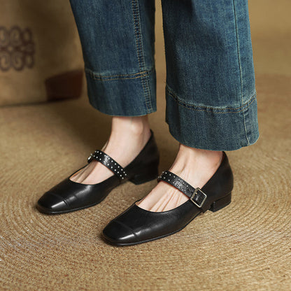 Women's Genuine Leather Mary Jane Pumps - product view | Hensley London