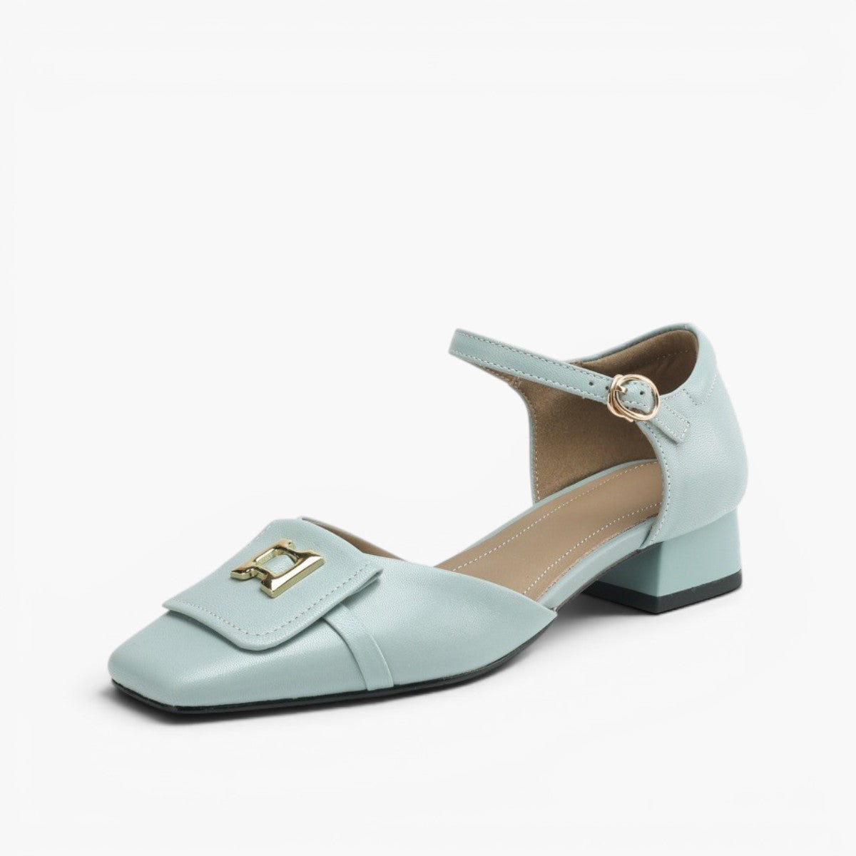 Women's Elvane Leather Buckle Mary-Janes – product view | Hensley London