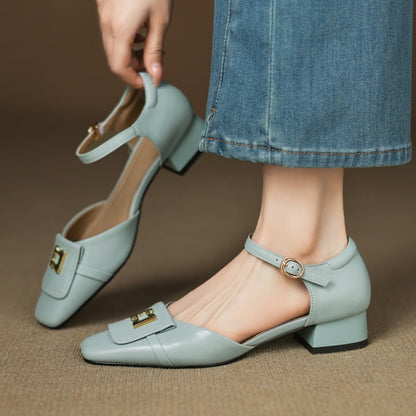 Women's Elvane Leather Buckle Mary-Janes – product view | Hensley London