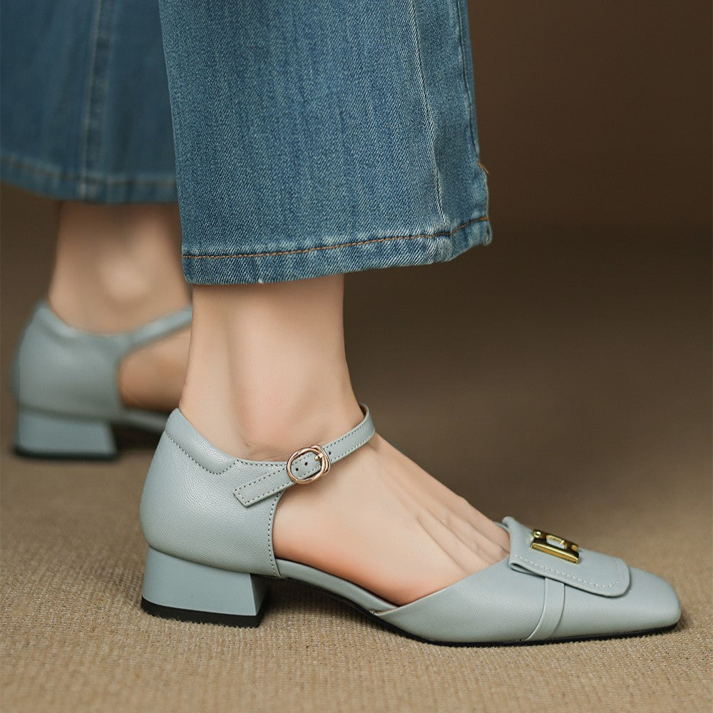Women's Elvane Leather Buckle Mary-Janes – product view | Hensley London
