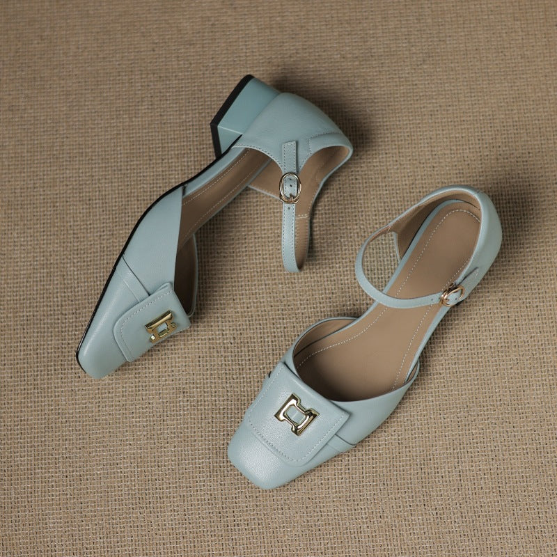 Women's Elvane Leather Buckle Mary-Janes – detail view | Hensley London