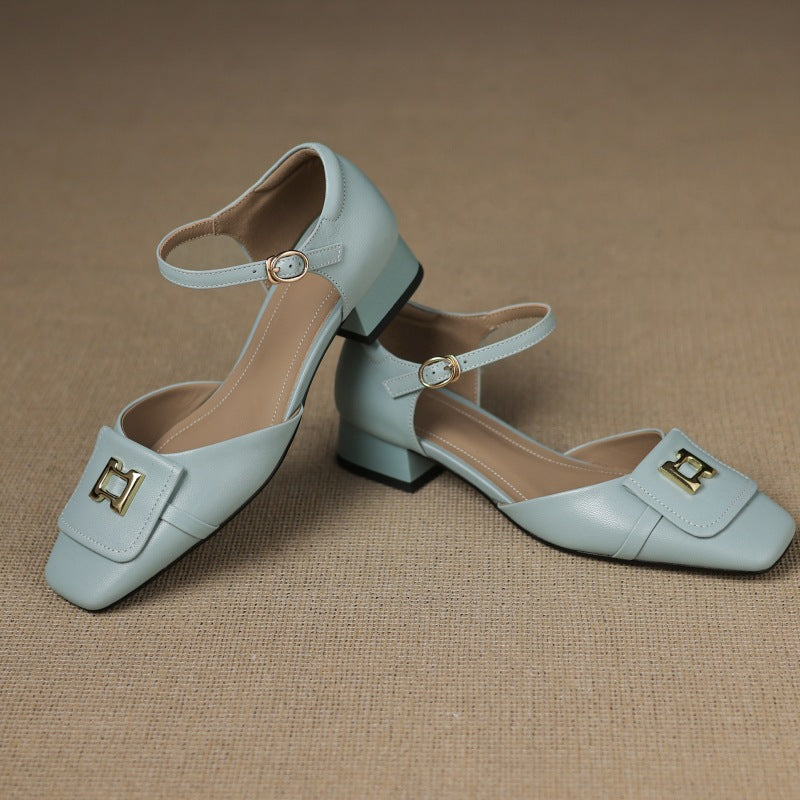 Women's Elvane Leather Buckle Mary-Janes – product view | Hensley London
