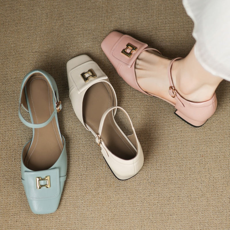 Women's Elvane Leather Buckle Mary-Janes – product view | Hensley London