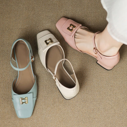 Women's Elvane Leather Buckle Mary-Janes – product view | Hensley London