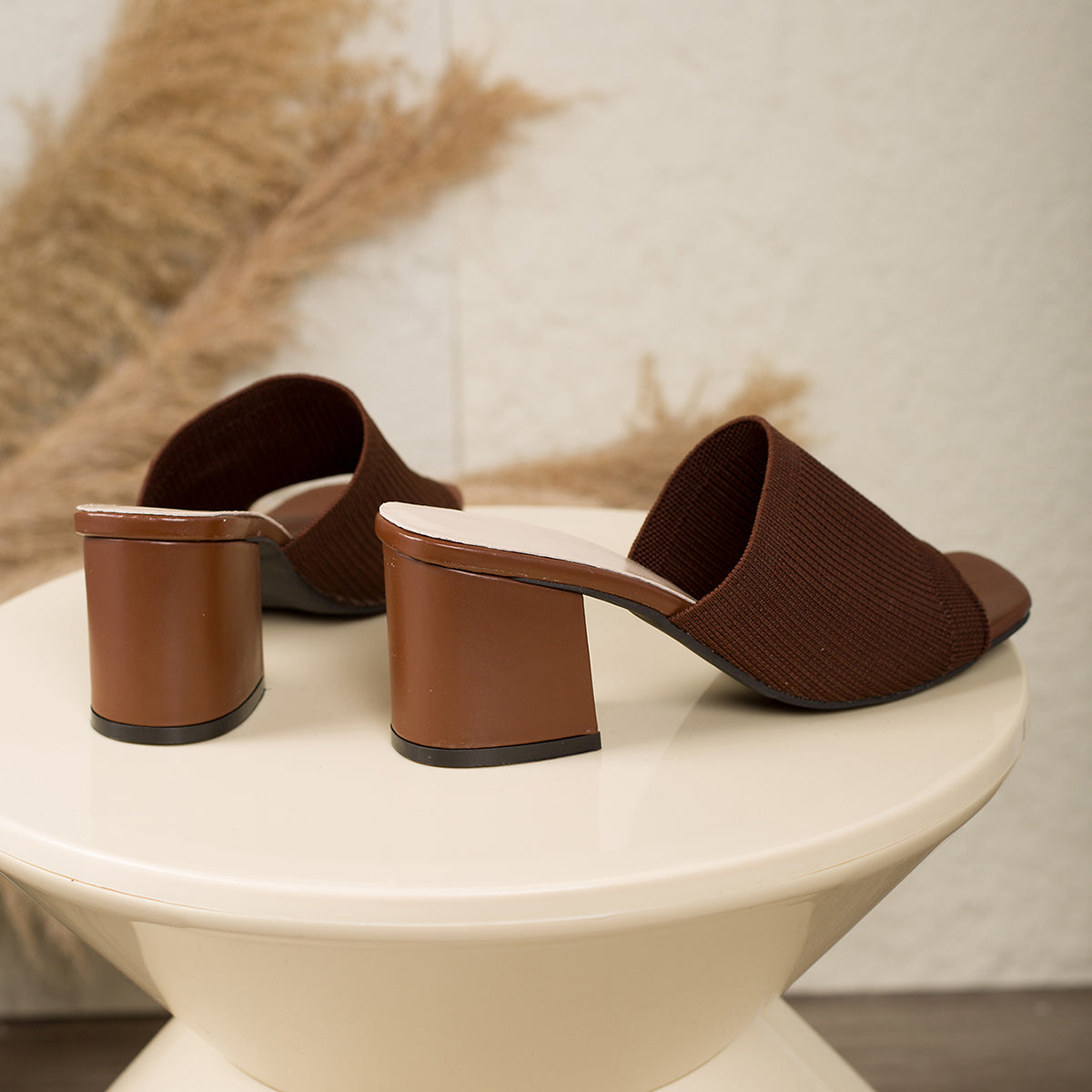 Women's Textured Open-Toe Block Heel Sandals - product view | Hensley London
