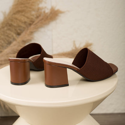 Women's Textured Open-Toe Block Heel Sandals - product view | Hensley London