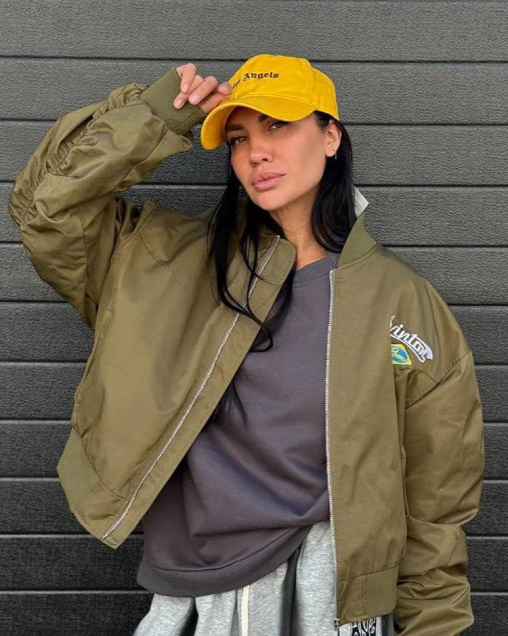 Nora Women's Bomber Jacket | Cotton-Polyester Blend, Trendy Loose Fit 1