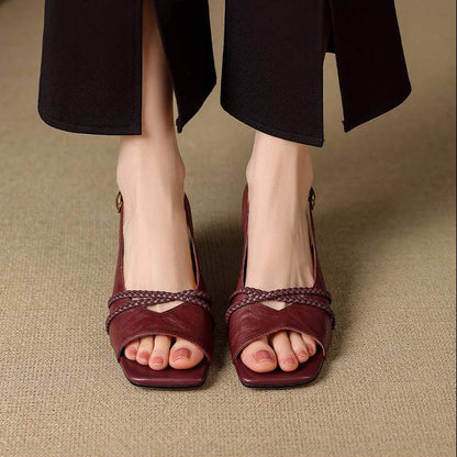 Women's Genuine Leather Slingback Sandals - side view | Hensley London