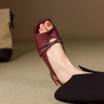 Women's Genuine Leather Slingback Sandals - back view | Hensley London