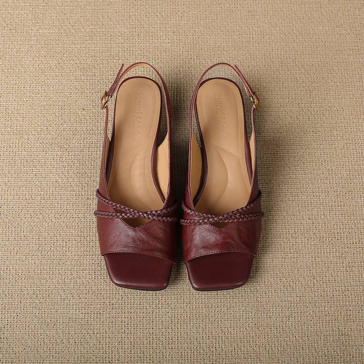 Women's Genuine Leather Slingback Sandals - detail view | Hensley London