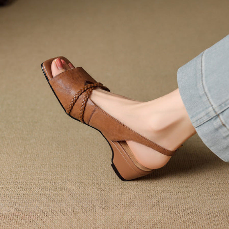 Women's Genuine Leather Slingback Sandals - sole view | Hensley London