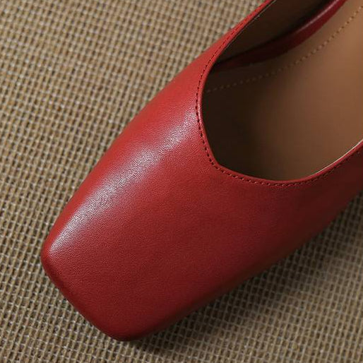 Women's Genuine Leather Square-Toe Mule Heels – product view | Hensley London