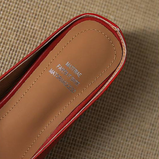 Women's Genuine Leather Square-Toe Mule Heels – product view | Hensley London
