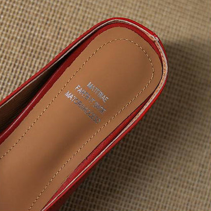 Women's Genuine Leather Square-Toe Mule Heels – product view | Hensley London