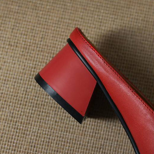 Women's Genuine Leather Square-Toe Mule Heels – product view | Hensley London