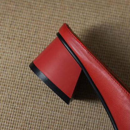 Women's Genuine Leather Square-Toe Mule Heels – product view | Hensley London